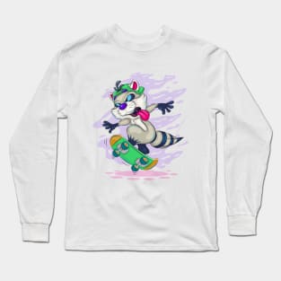 Cartoon raccoon skateboarder Long Sleeve T-Shirt